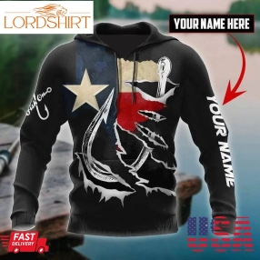 Hook Fishing Texas Flag Fishing Personalized 3D Hoodie