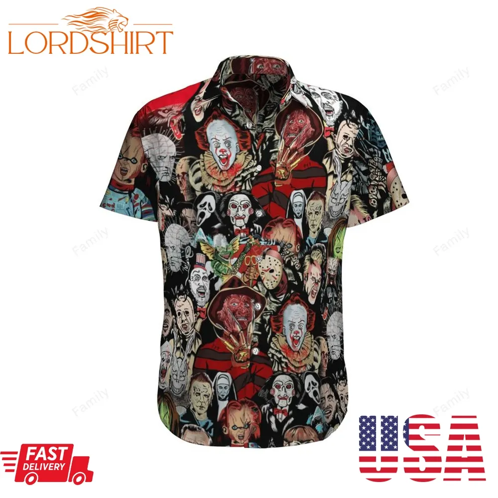 Horror Character Halloween Hawaiian Shirt Tongassf