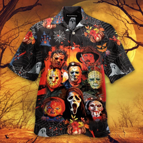 Horror Characters 3D All Over Print Summer Button Design For Halloween Hawaii Shirt
