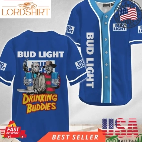 Horror Freddy And Jason Drinking Buddies Bud Light Halloween Baseball Jersey