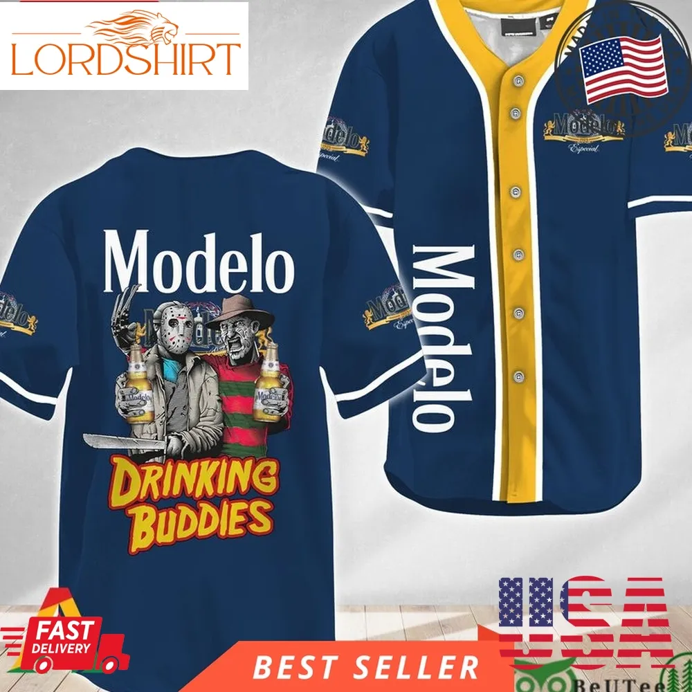 Horror Freddy And Jason Drinking Buddies Modelo Halloween Baseball Jersey