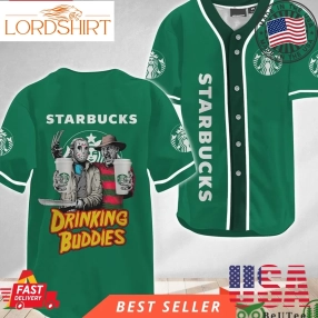 Horror Freddy And Jason Drinking Buddies Starbucks Halloween Baseball Jersey