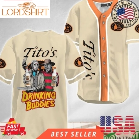 Horror Freddy And Jason Drinking Buddies Tito's Vodka Halloween Halloween Baseball Jersey