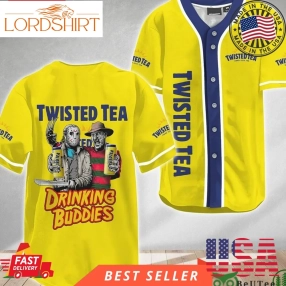 Horror Freddy And Jason Drinking Buddies Twisted Tea Halloween Baseball Jersey