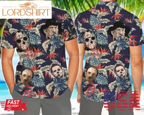 Horror Halloween 3D Hawaiian Shirt, Horror Tropical Button Shirt, Horror Hawaii Shirt, Horror Gift, Halloween Gift Pht112108a17