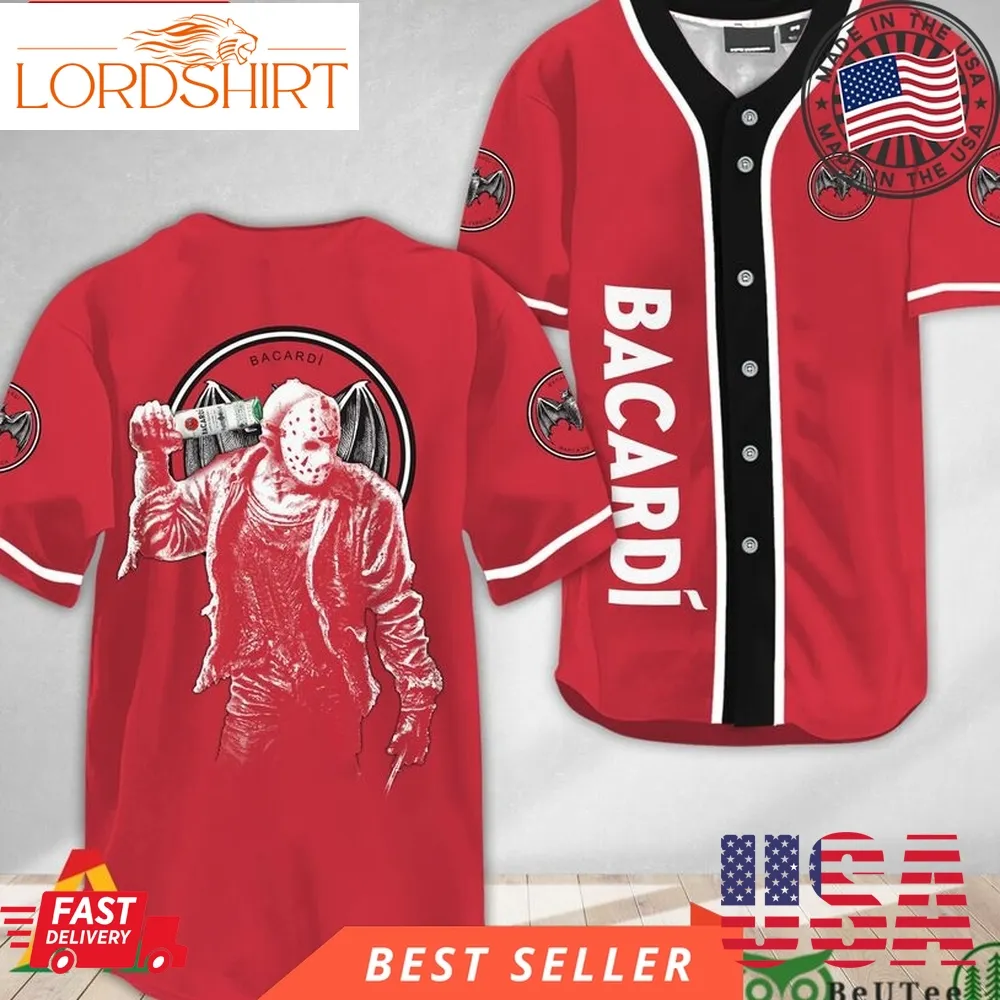 Horror Jason Voorhees Bacardi Rum Halloween Baseball Jersey