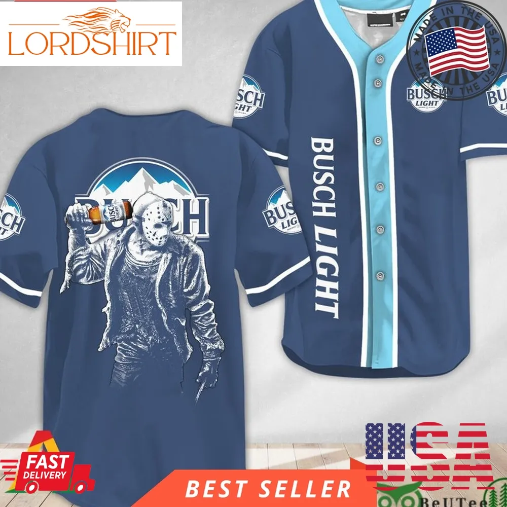 Horror Jason Voorhees Busch Light Halloween Baseball Jersey