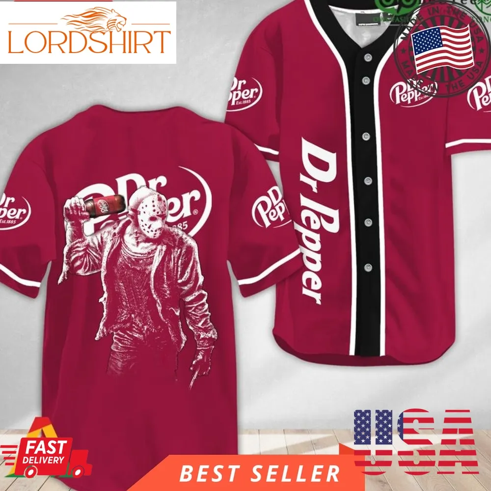 Horror Jason Voorhees Dr Pepper Halloween Baseball Jersey Shirt