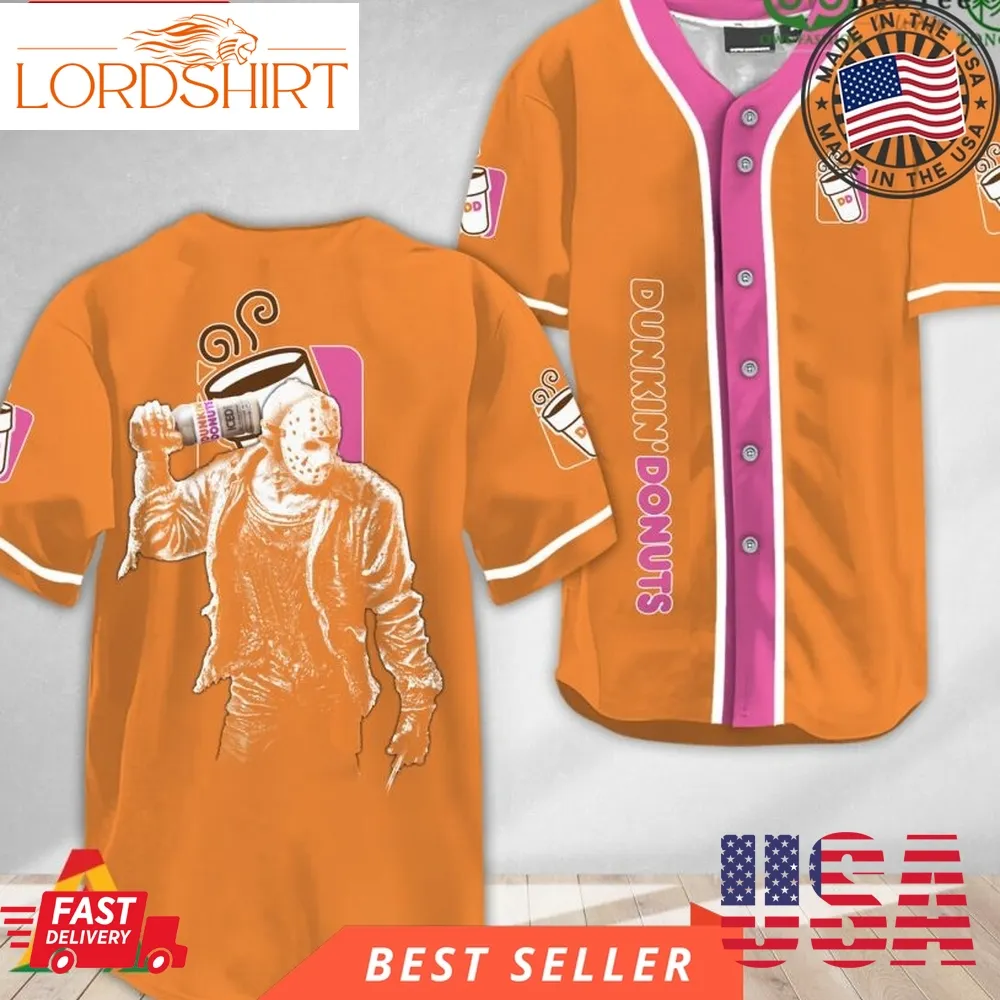 Horror Jason Voorhees Dunkin Donuts Halloween Baseball Jersey Shirt