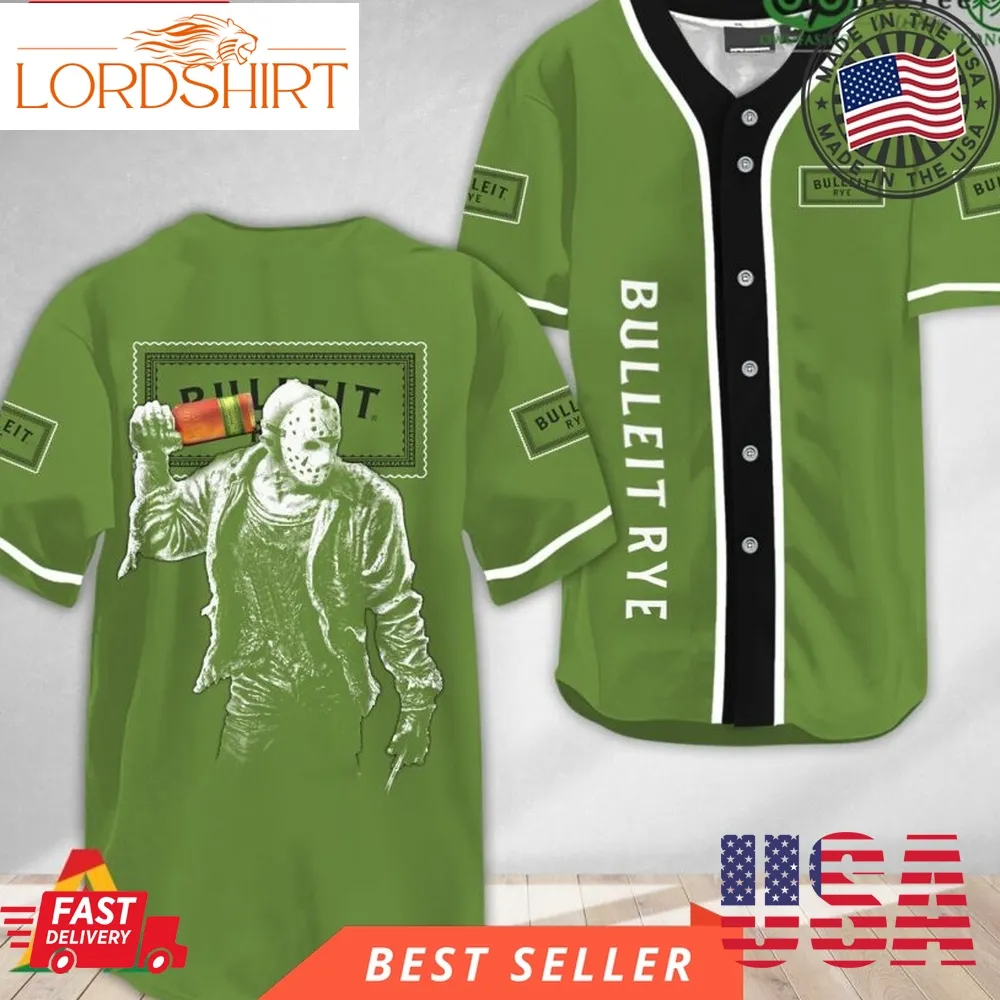 Horror Jason Voorhees Halloween Bulleit Rye Whiskey Baseball Jersey Shirt