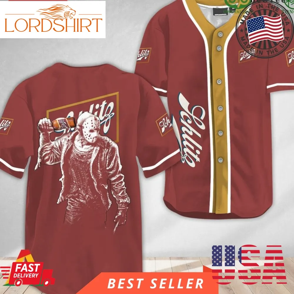 Horror Jason Voorhees Halloween Schlitz Beer Baseball Jersey Shirt