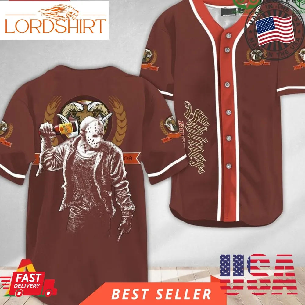 Horror Jason Voorhees Halloween Shiner Bock Beer Baseball Jersey Shirt