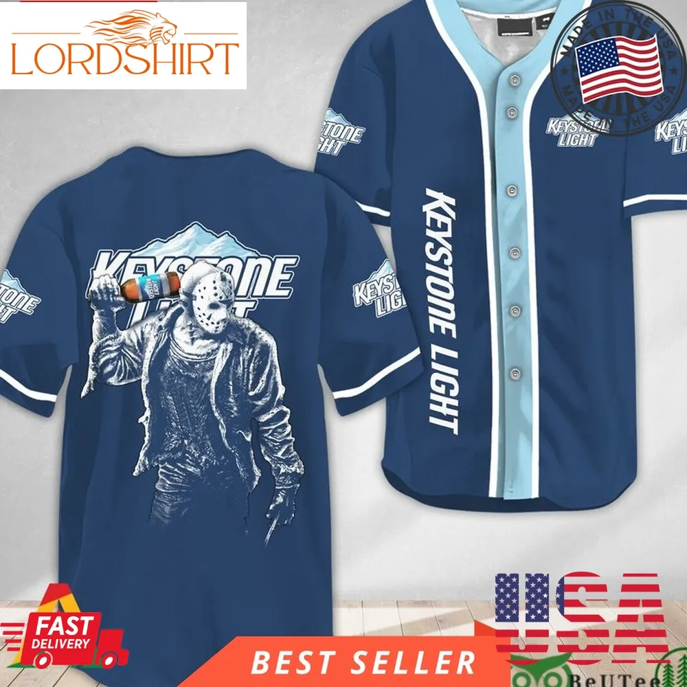 Horror Jason Voorhees Keystone Light Halloween Baseball Jersey