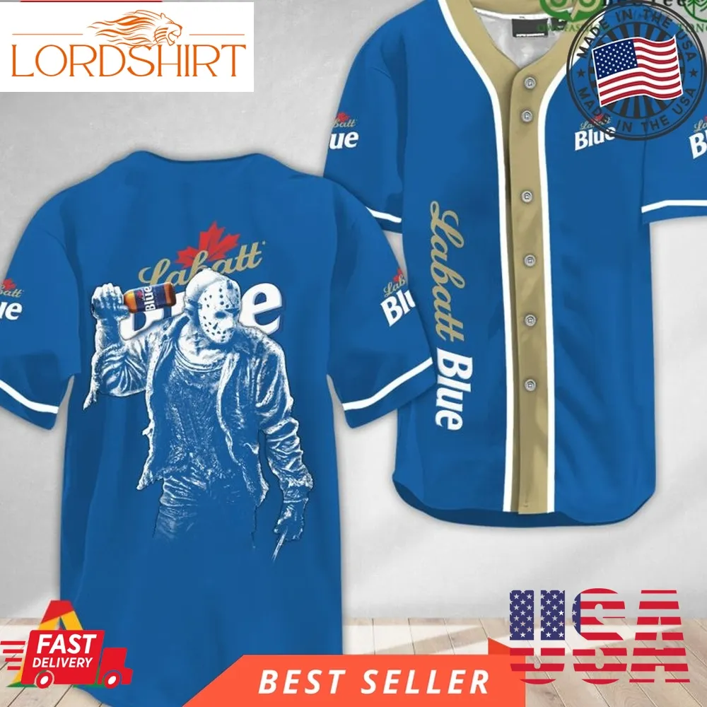 Horror Jason Voorhees Labatt Blue Halloween Baseball Jersey Shirt