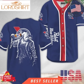 Horror Jason Voorhees Pabst Blue Ribbon Halloween Baseball Jersey Shirt