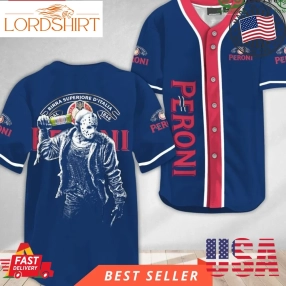 Horror Jason Voorhees Peroni Beer Halloween Baseball Jersey Shirt