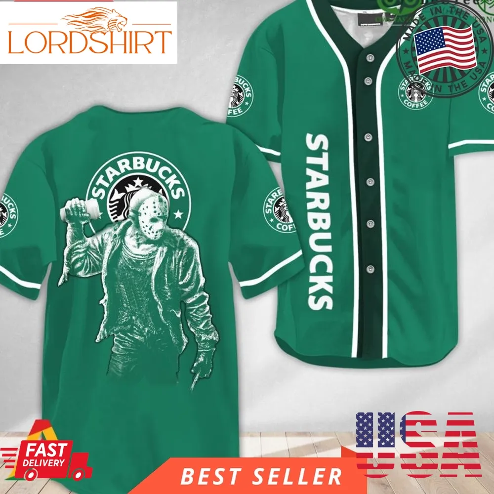 Horror Jason Voorhees Starbucks Halloween Baseball Jersey Shirt