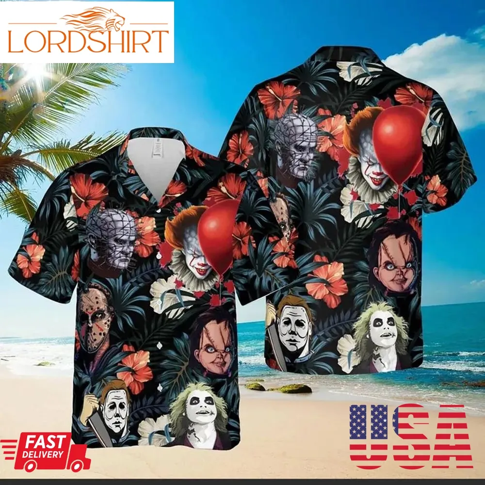 Horror Movie Characters Hawaiian Shirt Halloween Gift