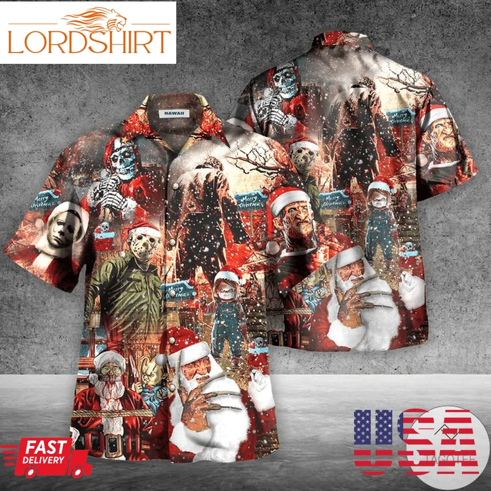 Horror Movie Characters We Wish You A Scary Christmas Hawaiian Shirt