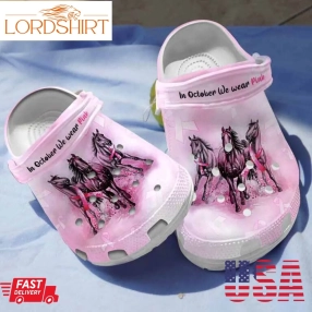 Horse Breast Cancer Awareness Clogs Crocs Shoes Gifts For Birthday   Hr Bca177