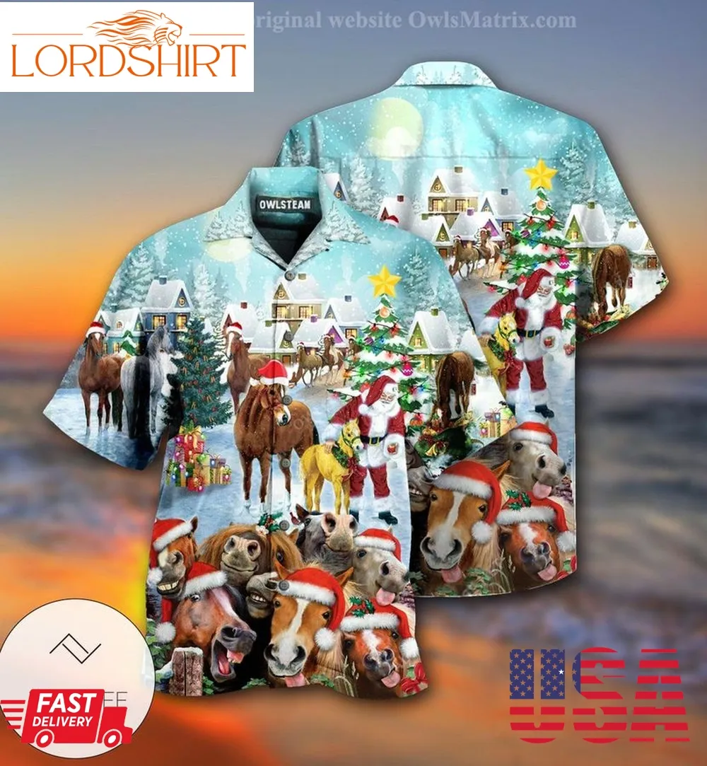 Horse Loves Christmas Very Happy Limited Hawaiian Shirt