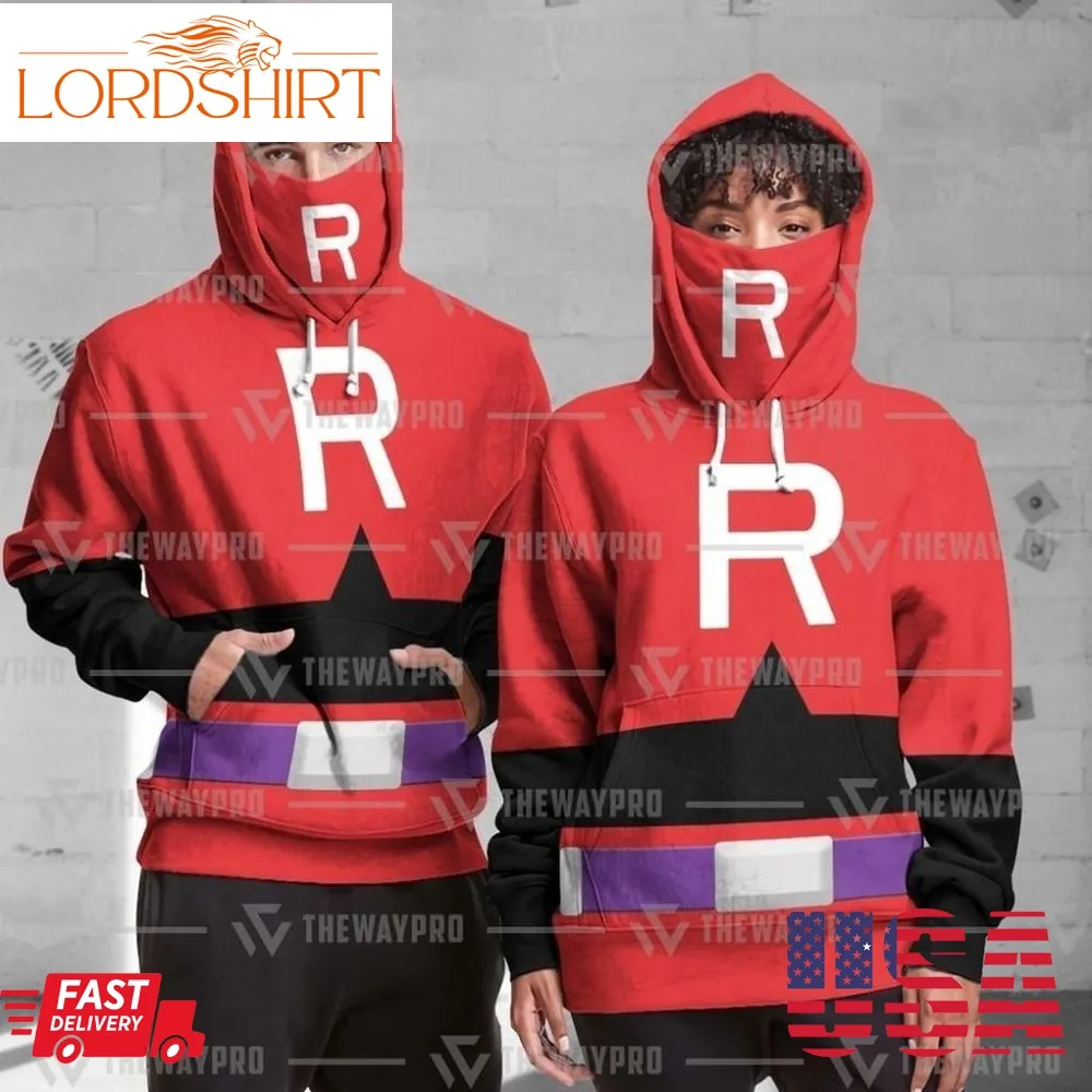 Hot Anime Pocket Monsters Team Rocket Christmas Red Suit Snood 3D Hoodie