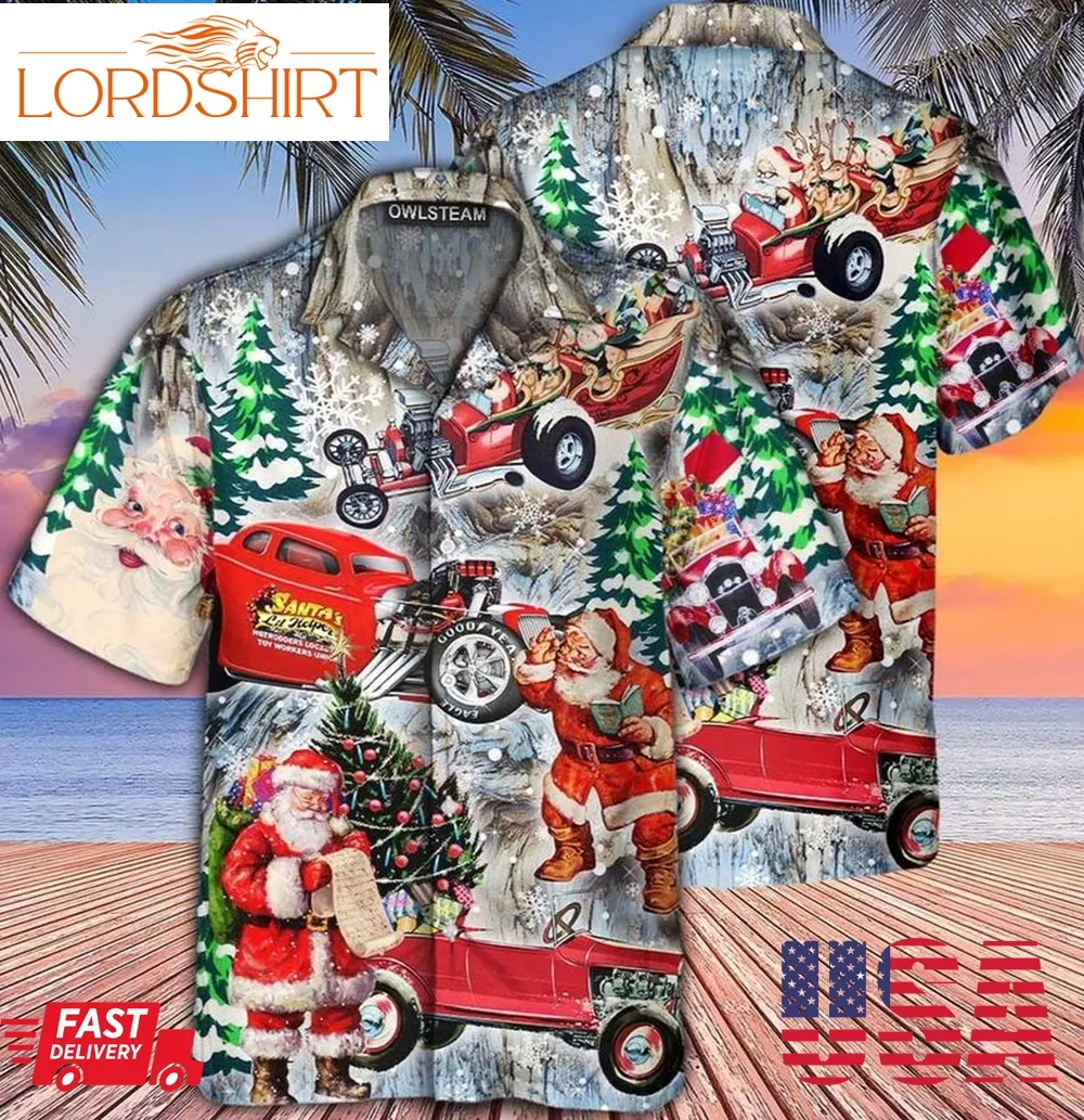 Hot Rod Christmas Santa Hawaiian Shirt