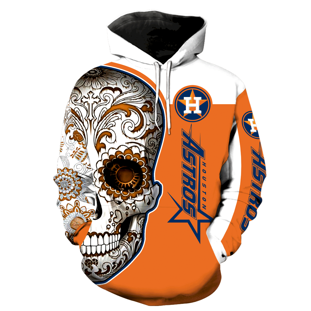 Houston Astros New Skull All Over Print K1045 Hoodie Zipper