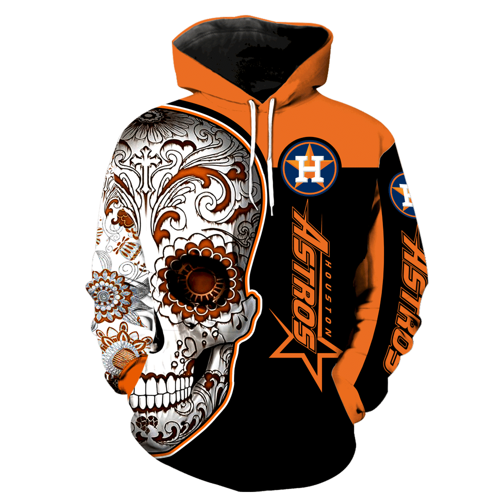 Houston Astros New Skull All Over Print V1303 Hoodie Zipper