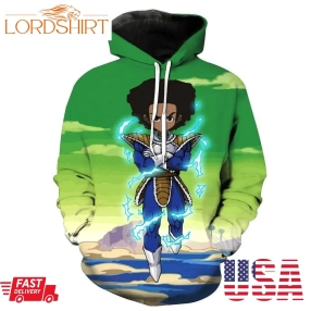 Huey Freeman Prince Saiyan The Boondocks Dragon Ball Z Pullover And Zippered Hoodies Custom 3D Graphic Printed 3D Hoodie For Men For Women