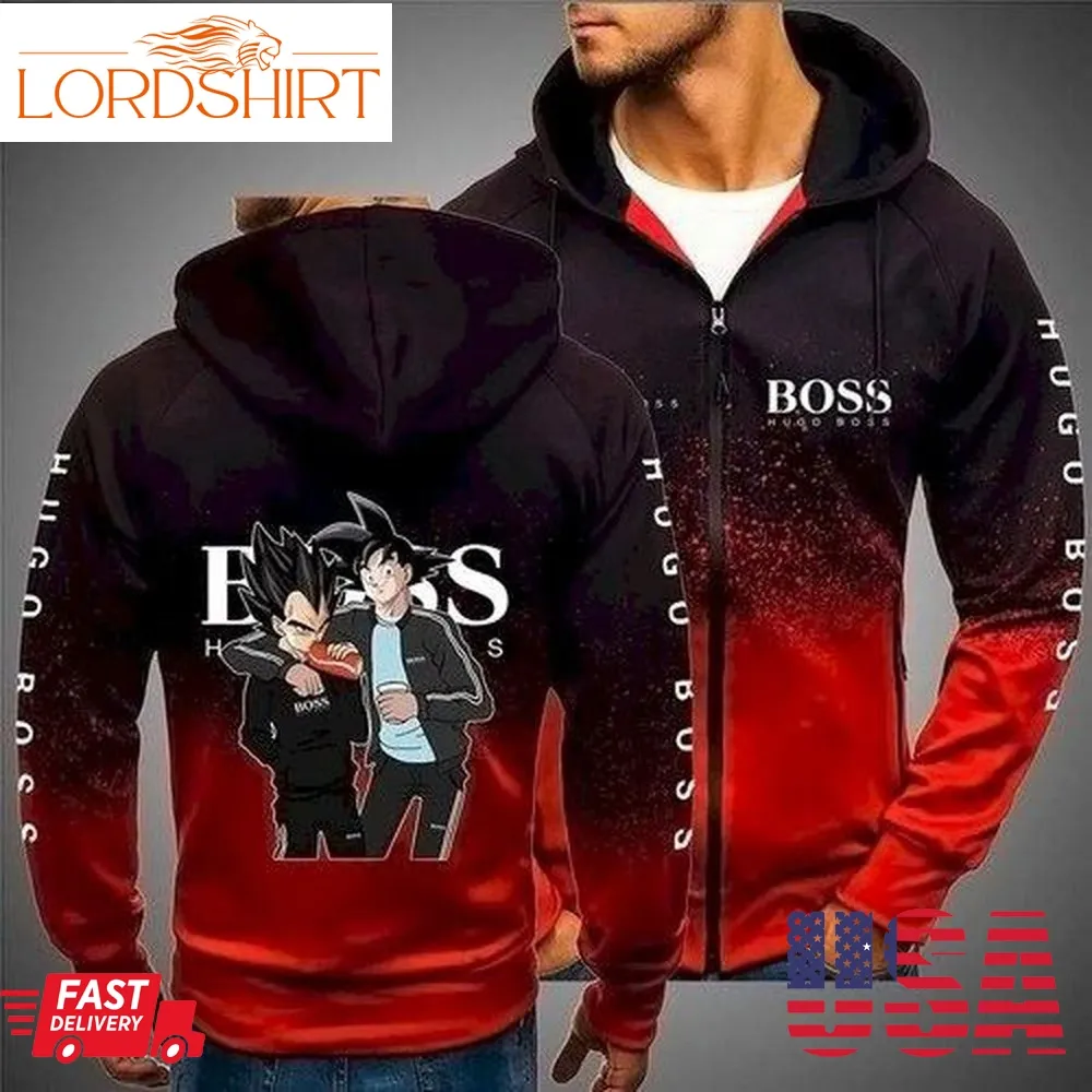 Hugo Boss Son Goku Vegeta Dragon Ball Z 3D Hoodie Sweatshirt Zip