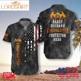 Husband Daddy Firefighter Unisex Hawaiian Shirt Pre12902, Hawaiian Shirt, Beach Shorts, One Piece Swimsuit, Polo Shirt, Funny Shirts, Gift Shirts