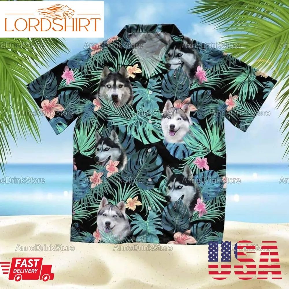 Husky Hawaiian Shirts, Summer Shirts, Dog Lover Shirts, Beach Shirts, Tropical Shirts, Shirt For Men, Husky Lovers Pdh212106a111