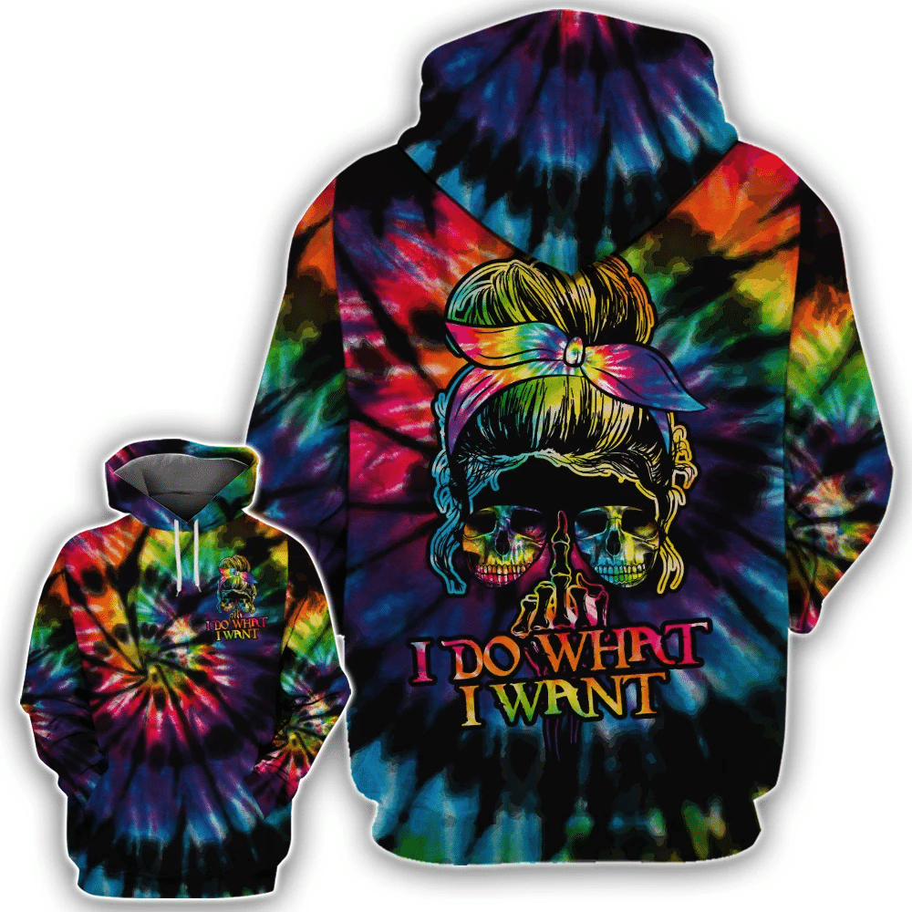 I Do What I Want Skull Tie Dye Shirt 3D