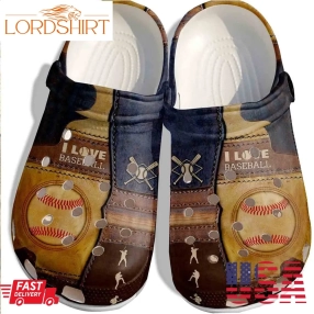 I Love Baseball Crocs Shoes Clogs For Batter   Funny Baseball Outdoor Crocs Shoes Clogs For Birthday