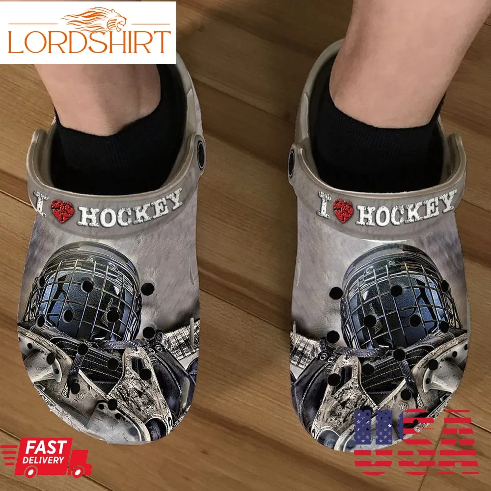 I Love Hockey Shoes Crocs Clogs Sport Gifts For Men Women   Lhockey81