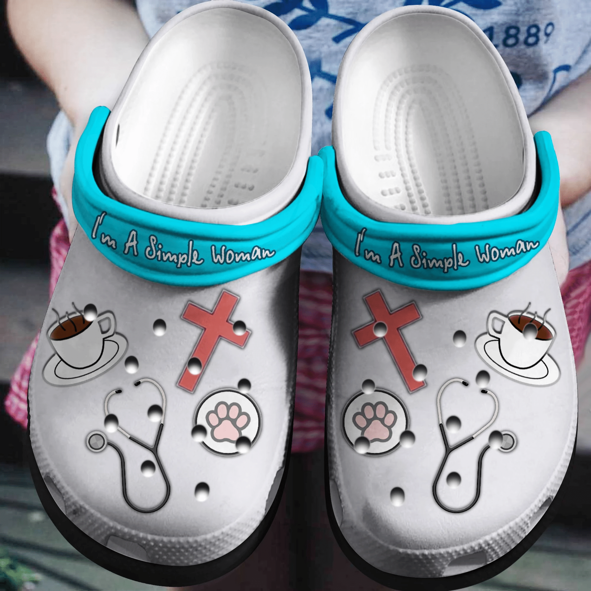 I'M A Simple Woman Crocs Shoes   Nurse Life With Cute Cat Crocbland Clog Birthday Gift For Woman Girl Friend