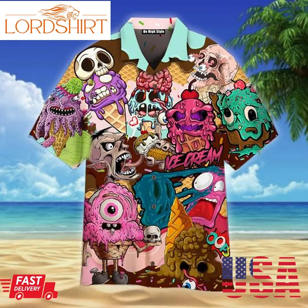 Ice Cream Zombie Halloween Hawaiian Shirt