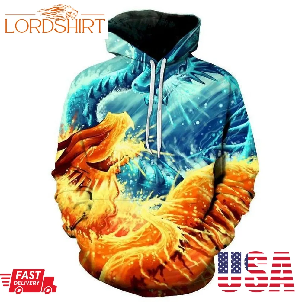 Ice Fire Dragon 3D Sweatshirt Hoodie Pullover