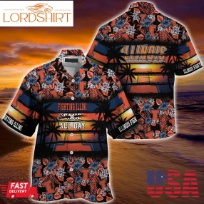 Illinois Fighting Illini Summer Hawaiian Shirt, Floral Pattern For Sports Enthusiast This Year