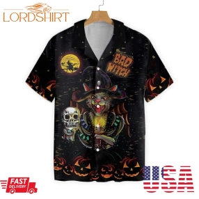 Im A Bad Witch Cat 3D All Over Print Summer Button Design For Halloween Hawaii Shirt