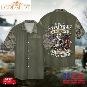 Independence Day Memorial Day Being A Marine Is A Choice Being A Marine Veteran Is An Honor Graphic Print Short Sleeve Hawaiian Casual Shirt Y97