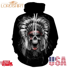 Indian Skull 3D Sweatshirt Hoodie Pullover