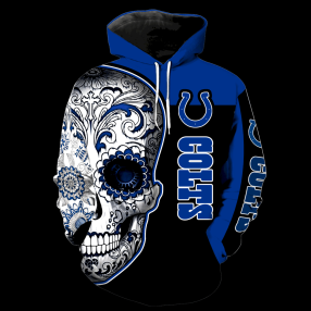 Indianapolis Colts Skull Full Over Print K1099 Hoodie Zipper