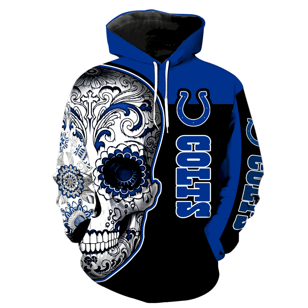 Indianapolis Colts Skull Full Over Print K1099 Hoodie Zipper