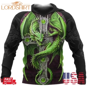 Irish Saint PatrickS Day Shamrock Celtic Cross Dragon Hoodie T Shirt Sweatshirt Tt