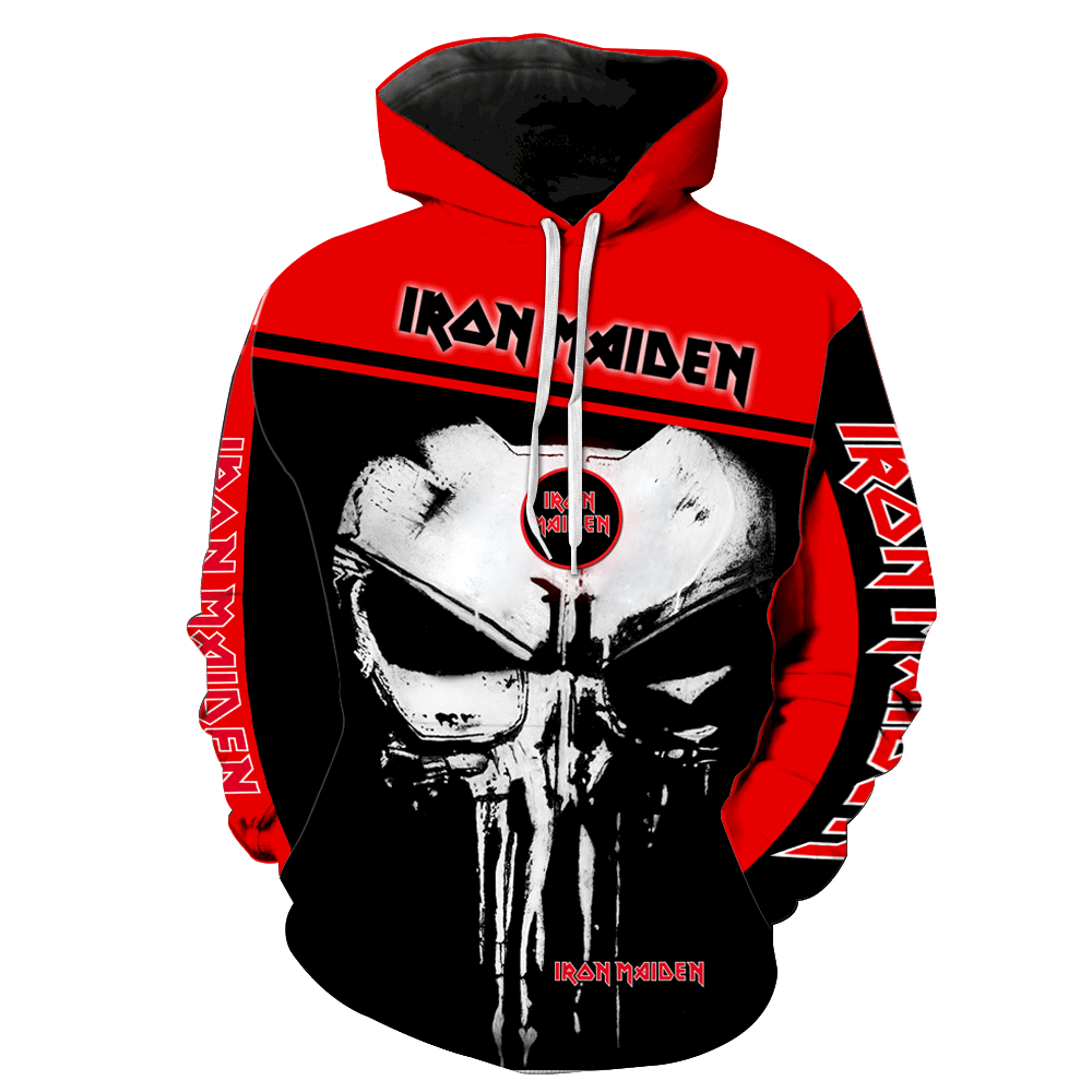 Iron Maiden Punisher Skull Full All Over Print V1425 Hoodie Zipper