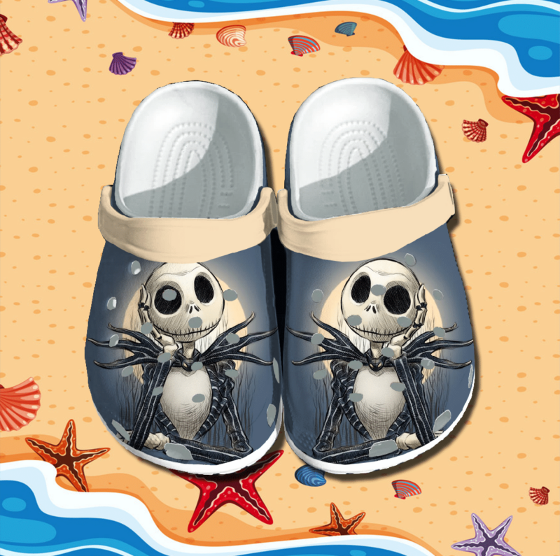 Jack Skellington America Flag Crocs Crocband Clogs, Comfy Footwear, Shoes Halloweener