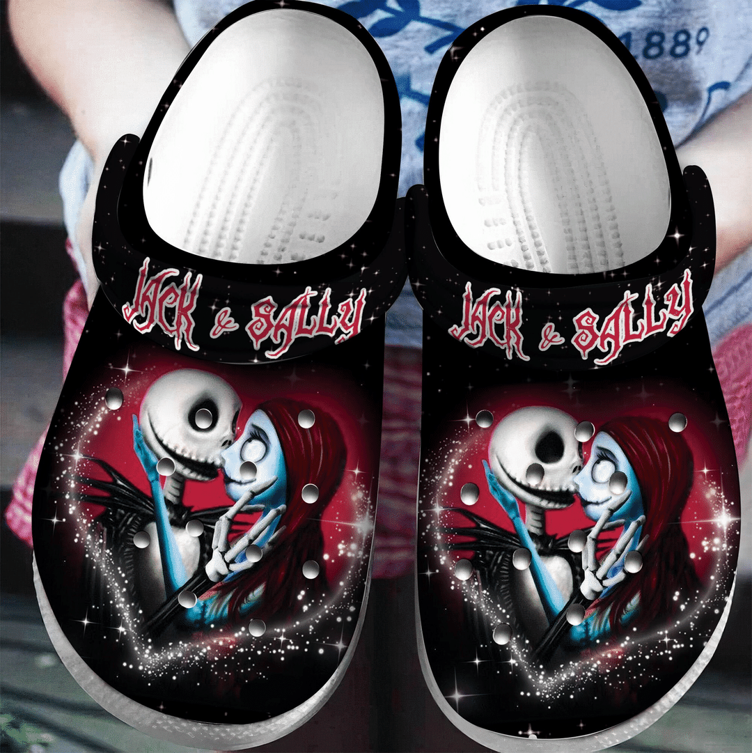 Jack Skellington And Sally Love For Mens And Womens Classic Water Rubber Crocs Halloweener