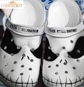 Jack Skellington Face Crocs Crocband Clogs, Comfy Footwear Halloweener